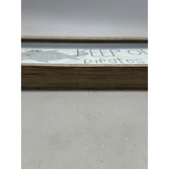 Keep Out Pirates Only Shark Wall Art Framed 18"x9" Crystal Art Gallery READ - Picture 8 of 16